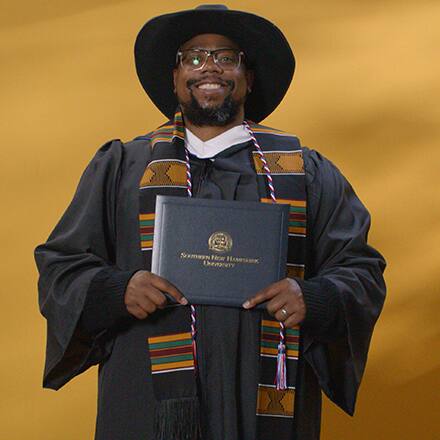 Brandon Hayes, a 2024 bachelor's in graphic design and media graduate from SNHU.