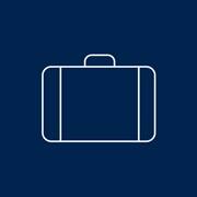 A graphic with a blue background and a white briefcase icon