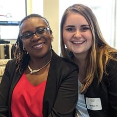 SNHU graduates and friends Patricia Odani Mukuka, left, and Lydia Alonci, right 