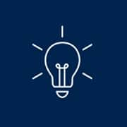 An icon of a glowing lightbulb representing an idea.