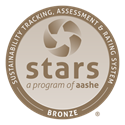 Bronze level STAR logo, Sustainabililty Tracking, Assessments & Rating System, a program of aashe