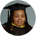 Diana Sanda, an Arizona resident and SNHU graduate, wearing her graduation cap and gown.