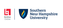 Berklee Online and Southern New Hampshire University Logos separated by a blue vertical line